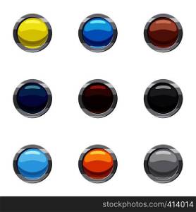Buttons for web icons set. Cartoon illustration of 9 buttons for web vector icons for web. Buttons for web icons set, cartoon style