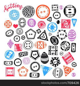 Buttons hand drawn isolated set. Vector handmade collection for design and decoration. Buttons hand drawn isolated set. Vector handmade collection for design and decoration.