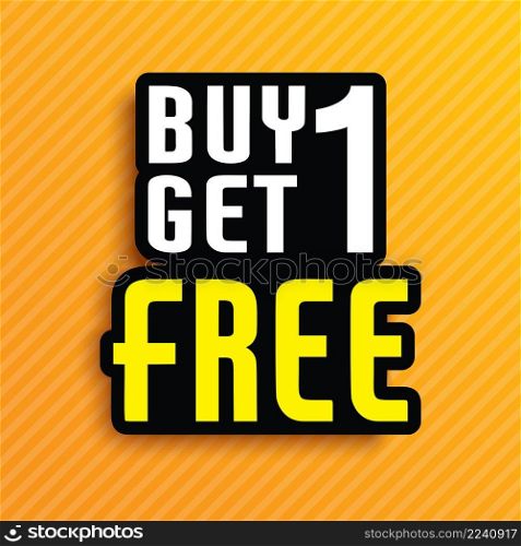 Buy 1 get 1 free sale tag design template. Special offer banner.
