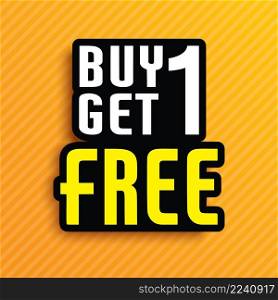 Buy 1 get 1 free sale tag design template. Special offer banner.