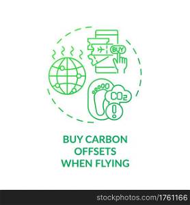 Buy carbon offsets when flying concept icon. Sustainable tour tips. Paying extra fee on top of flight ticket cost idea thin line illustration. Vector isolated outline RGB color drawing. Buy carbon offsets when flying concept icon