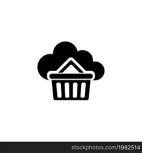 Buy Cloud Storage. Flat Vector Icon illustration. Simple black symbol on white background. Buy Cloud Storage sign design template for web and mobile UI element. Buy Cloud Storage Flat Vector Icon