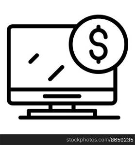 Buy computer monitor icon outline vector. Laptop store. Shop retail. Buy computer monitor icon outline vector. Laptop store