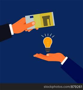 Buy euro money idea, investing in innovation, modern technology business concept, vector illustration. Buy euro money idea, business concept