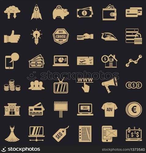 Buy in internet icons set. Simple style of 36 buy in internet vector icons for web for any design. Buy in internet icons set, simple style