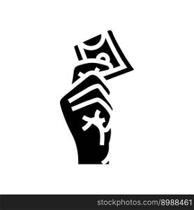 buy money hand glyph icon vector. buy money hand sign. isolated symbol illustration. buy money hand glyph icon vector illustration