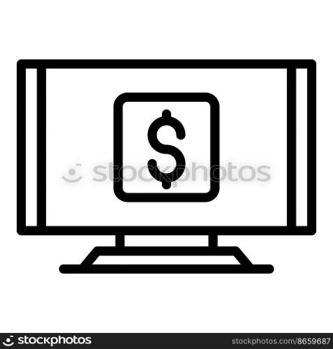 Buy monitor icon outline vector. Laptop store. Computer shop. Buy monitor icon outline vector. Laptop store