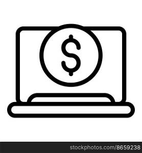 Buy online laptop icon outline vector. Computer store. Shop retail. Buy online laptop icon outline vector. Computer store