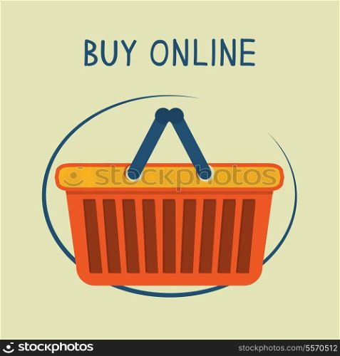 Buy online shopping basket emblem for online internet store vector illustration