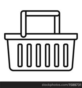 Buyer basket icon. Outline buyer basket vector icon for web design isolated on white background. Buyer basket icon, outline style