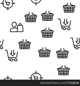 Buyer Elements Seamless Pattern Vector Contour Illustrations. Buyer Elements Seamless Pattern Vector