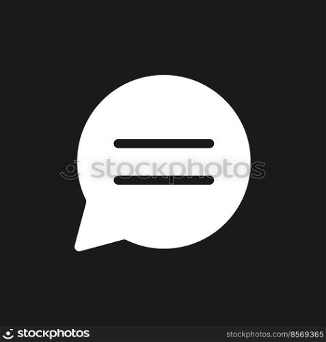 Buyer-to-seller chat dark mode glyph ui icon. Real-time communication. User interface design. White silhouette symbol on black space. Solid pictogram for web, mobile. Vector isolated illustration. Buyer-to-seller chat dark mode glyph ui icon