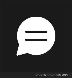 Buyer-to-seller chat dark mode glyph ui icon. Real-time communication. User interface design. White silhouette symbol on black space. Solid pictogram for web, mobile. Vector isolated illustration. Buyer-to-seller chat dark mode glyph ui icon