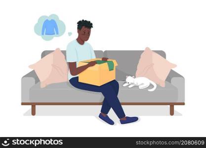 Buyer with wrong order semi flat color vector character. Posing figure. Full body person on white. Online shopping cons isolated modern cartoon style illustration for graphic design and animation. Buyer with wrong order semi flat color vector character