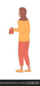 Buying food semi flat color vector character. Standing figure. Full body person on white. Common situations and daily tasks isolated modern cartoon style illustration for graphic design and animation. Buying food semi flat color vector character
