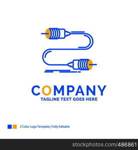 Buzz, communication, interaction, marketing, wire Blue Yellow Business Logo template. Creative Design Template Place for Tagline.