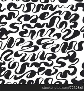 BW color sketch style abstract lines seamless pattern for background, fabric, textile, wrap, surface, web and print design. Soft wavy ribbon lines repeatable motif.