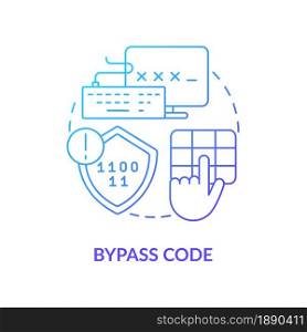 Bypass code blue gradient concept icon. User authentication abstract idea thin line illustration. Verification passcode. Security and safety. Vector isolated outline color drawing.. Bypass code blue gradient concept icon