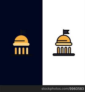 C&aign, Political, Politics, Vote  Icons. Flat and Line Filled Icon Set Vector Blue Background