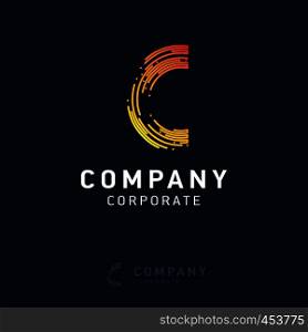 C company logo design with visiting card vector