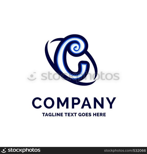 C Company Name Design Blue Logo Design. Logo Template. Brand Name template Place for Tagline. Creative Logo Design