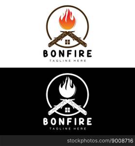 C&fire Logo Design, C&ing Vector, Wood Fire And Forest Design