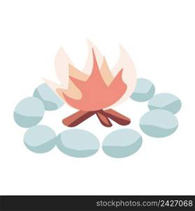 C&fire surrounded by stones semi flat color vector object. Enc&ment. C&ing trip. Full sized item on white. Simple cartoon style illustration for web graphic design and animation. C&fire surrounded by stones semi flat color vector object
