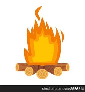 C&fire vector illustration icon isolated white background. Outdoor c&flame and nature bonfire. Forest fire element and travel adventure firewood. Summer fireplace burn and hiking explore c&ing