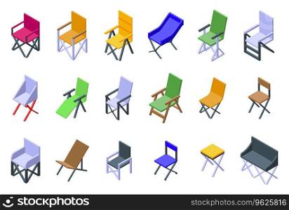 C&ing chair icons set isometric vector. Seat furniture. Chair c&. C&ing chair icons set isometric vector. Seat furniture