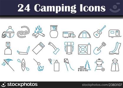 C&ing Icon Set. Editable Bold Outline With Color Fill Design. Vector Illustration.