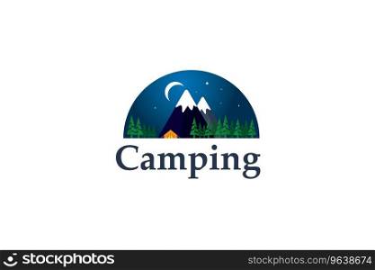 C&ing logo with snow mountain Royalty Free Vector Image