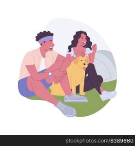 C&ing pass isolated cartoon vector illustrations. Smiling people with festival bracelets and dog enjoying open air festival, urban concert, c&ing entertainment time vector cartoon.. C&ing pass isolated cartoon vector illustrations.
