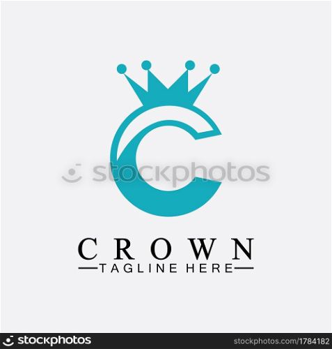 C initial Crown logo designs vector illustration design