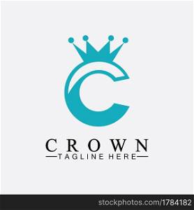 C initial Crown logo designs vector illustration design