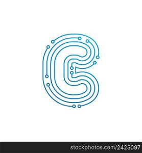 C initial letter Circuit technology illustration logo vector template