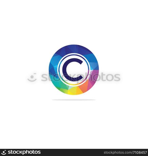 C Letter colorful logo in the hexagonal. Polygonal letter C