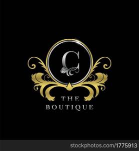 C Letter Golden Circle Luxury Boutique Initial Logo Icon, Elegance vector design concept for luxuries business, boutique, fashion and more identity.