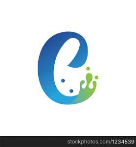C letter logo design with water splash ripple template