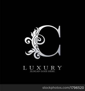 C Letter Logo Monogram Luxury Initial Logo vector template design silver.