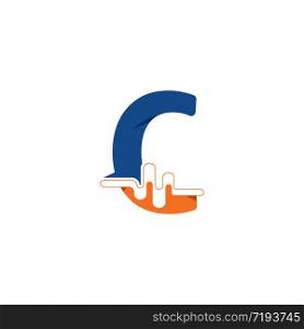 C Letter logo on pulse concept creative template design