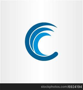 c letter logo water wave blue icon