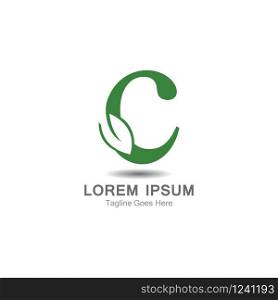 C Letter logo with leaf concept template design