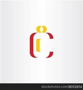 c letter man red yellow icon vector