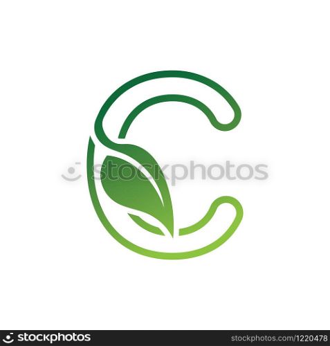 C Letter with leaf logo or symbol concept template design