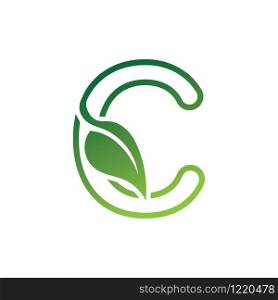 C Letter with leaf logo or symbol concept template design