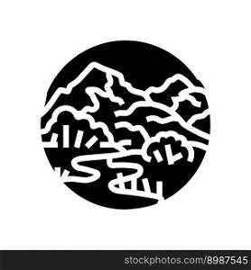 c&mountain landscape glyph icon vector. c&mountain landscape sign. isolated symbol illustration. c&mountain landscape glyph icon vector illustration