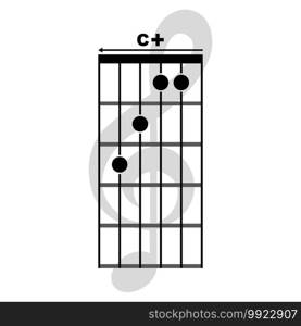 C plus  guitar chord icon. Basic guitar chord vector illustration symbol design