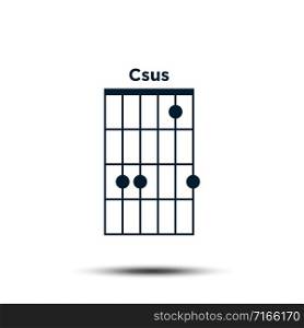 C sus, Basic Guitar Chord Chart Icon Vector Template