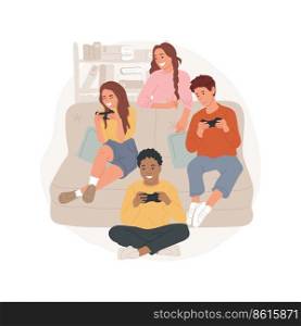 C&us life isolated cartoon vector illustration. Student independent life, private boarding school, teenagers playing computer game in a room, c&us living, study together vector cartoon.. C&us life isolated cartoon vector illustration.
