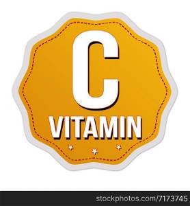 C Vitamin label or sticker on white background, vector illustration